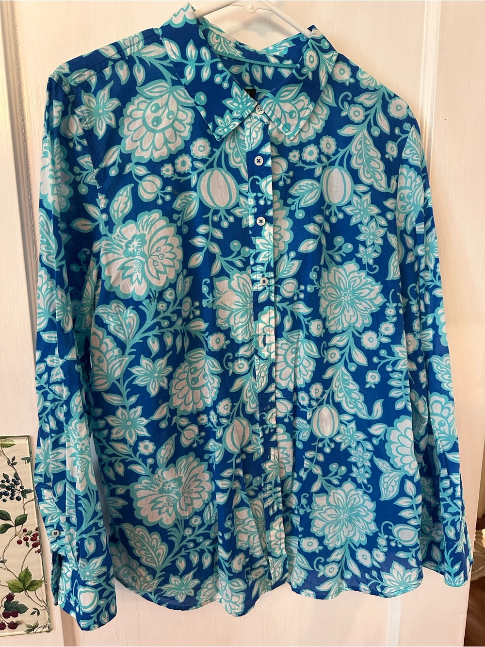 Talbots cotton blouse, summer colors size large